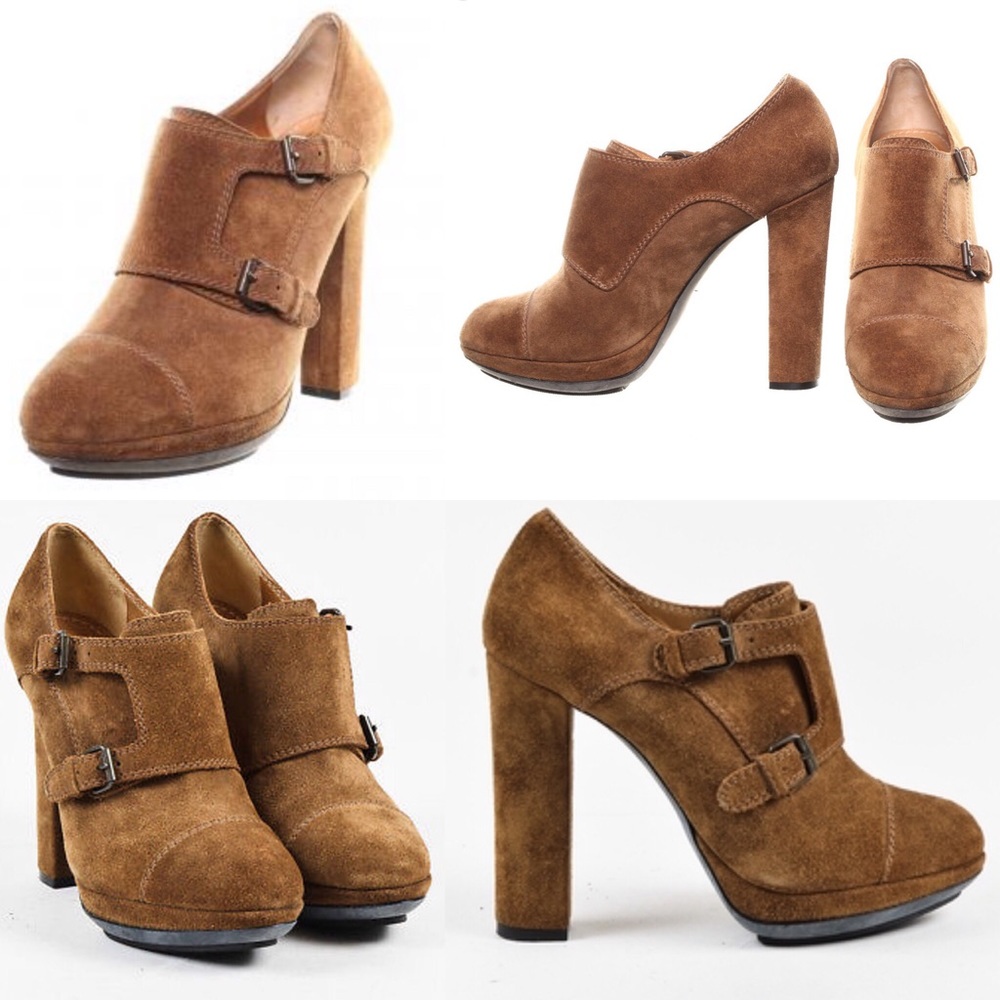 Lanvin Brown suede ankle bootie platforms sz 37.5